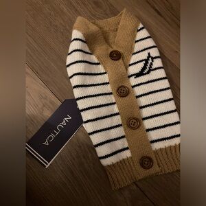 Nautica Dog Pet Sweater - Tan and White Stripes XS NWT